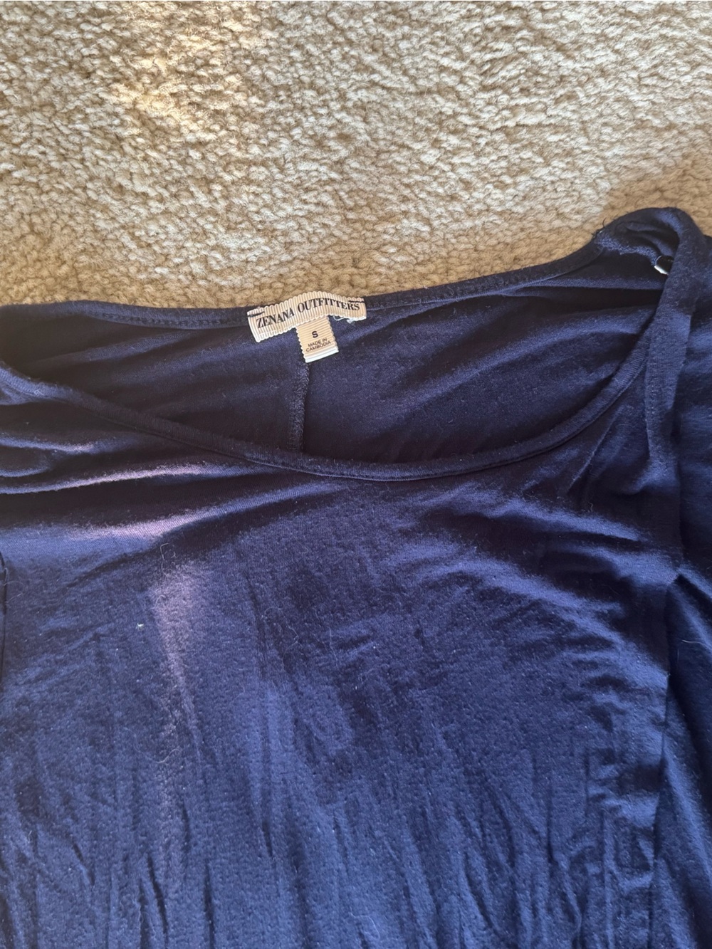Zenana Outfitters Navy Short Sleeve Scoop Neck Tee